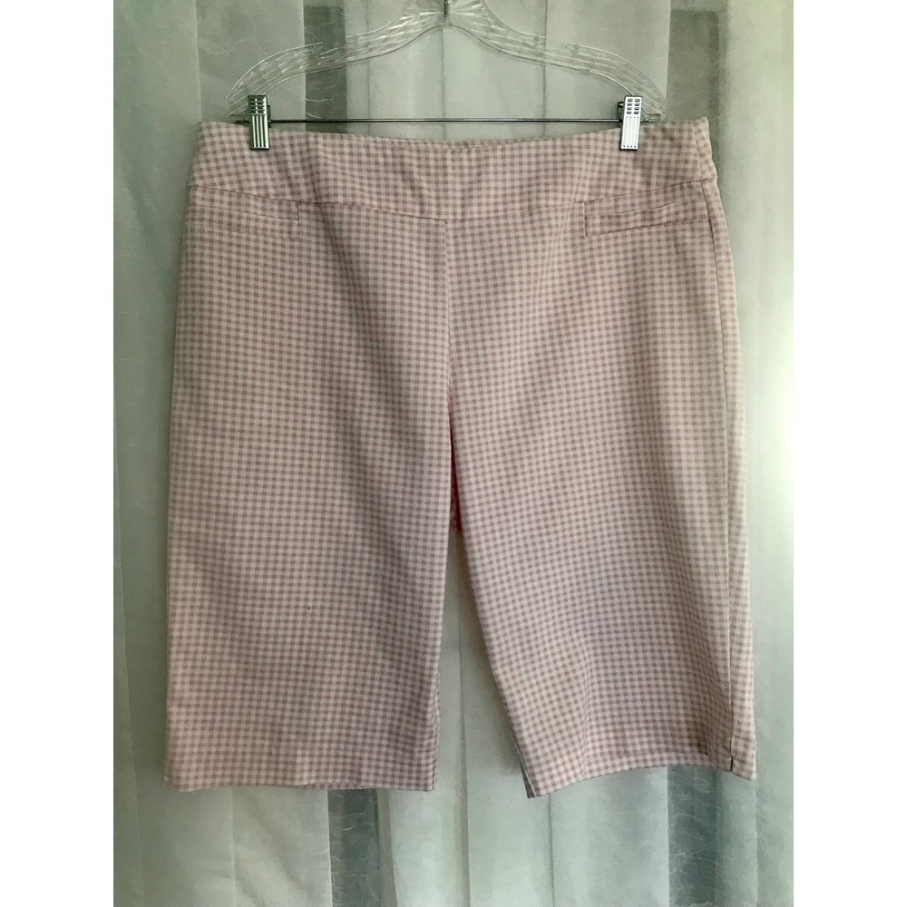 Croft & Barrow Womens Pink Gingham Effortless Stretch Skimmer Shorts Size 18 Reg